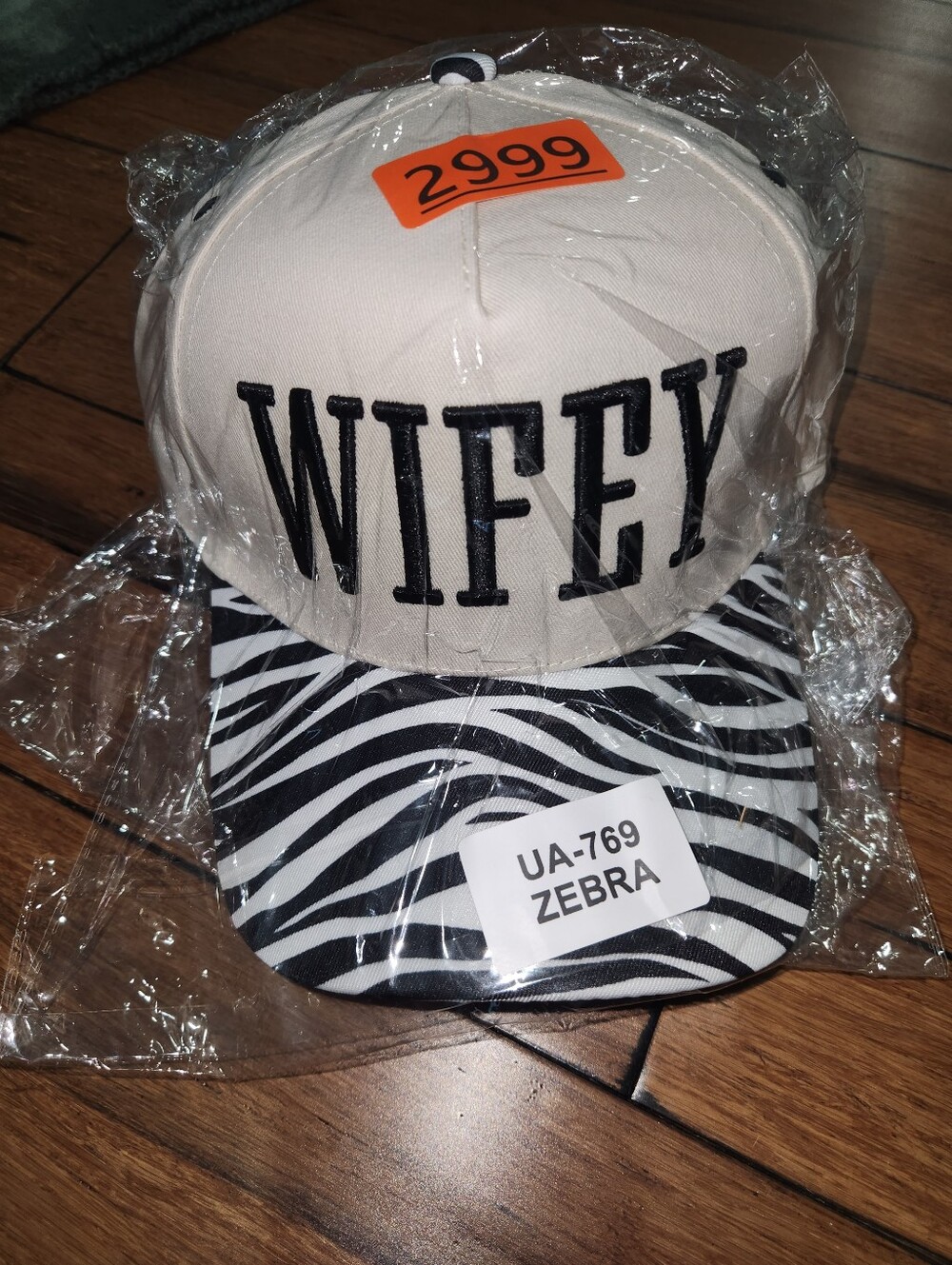 Wifey Zebra Print Baseball Cap - White/Black